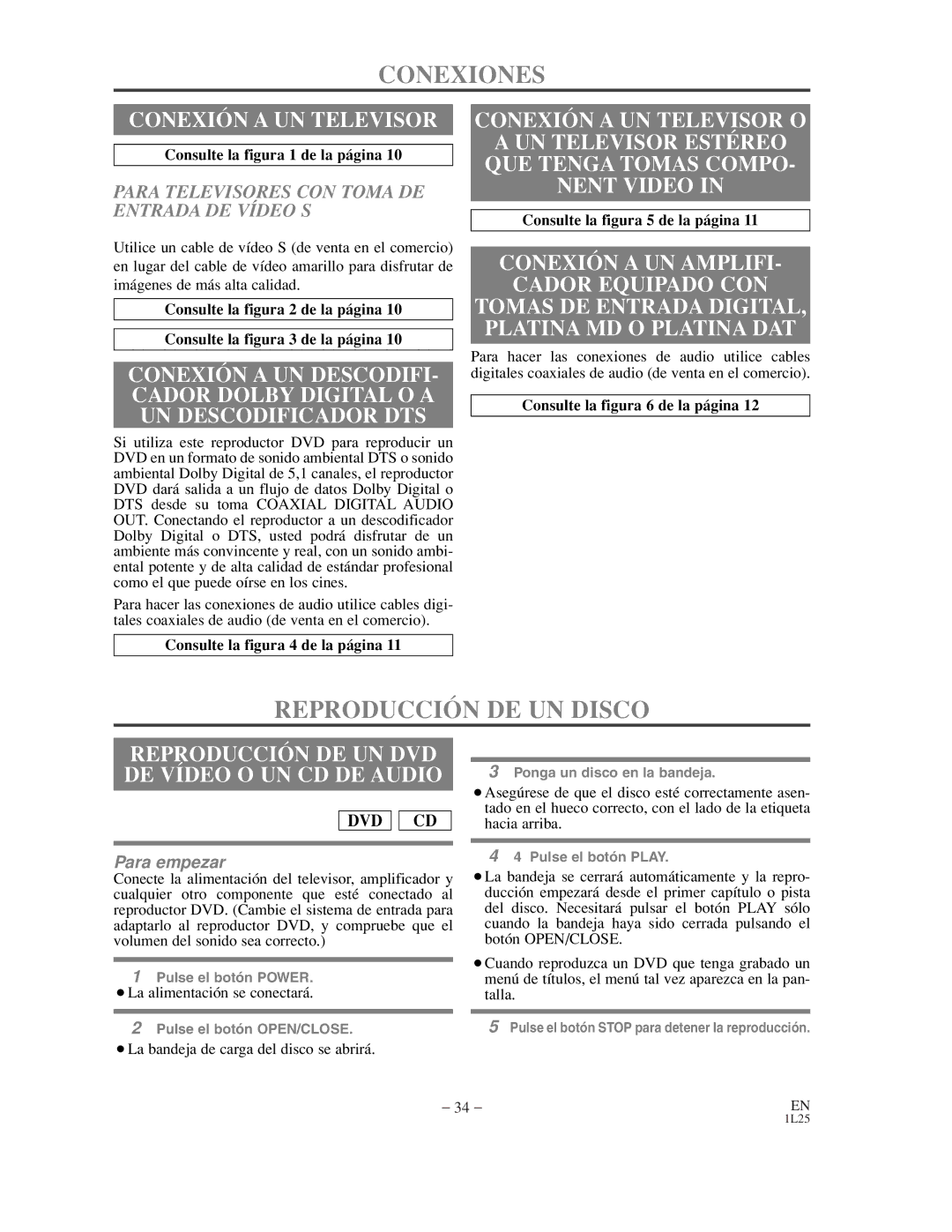 Sylvania DVL100C owner manual Conexiones, Reproducción DE UN Disco, Conexión a UN Televisor 