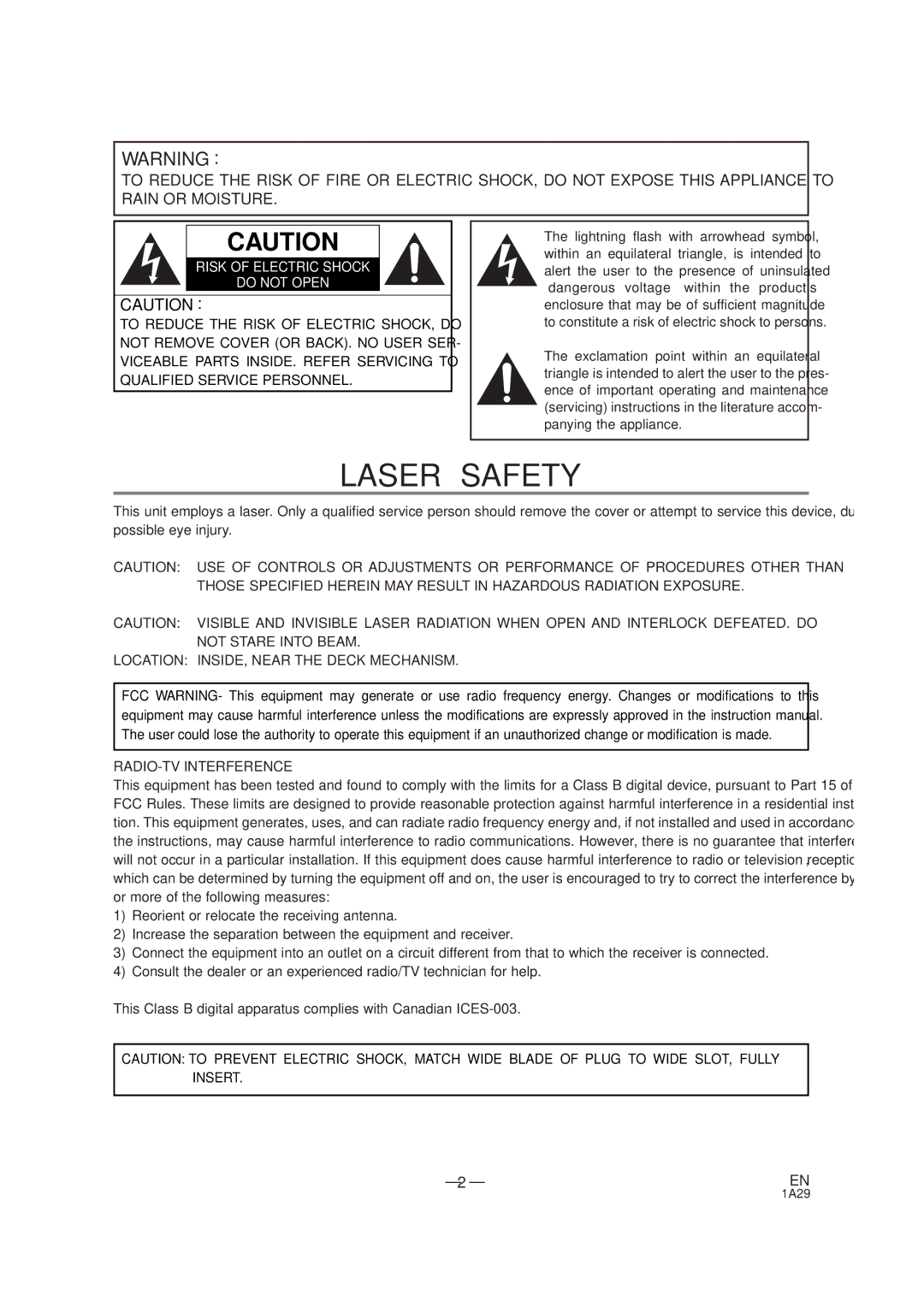 Sylvania DVL100CB owner manual Laser Safety 