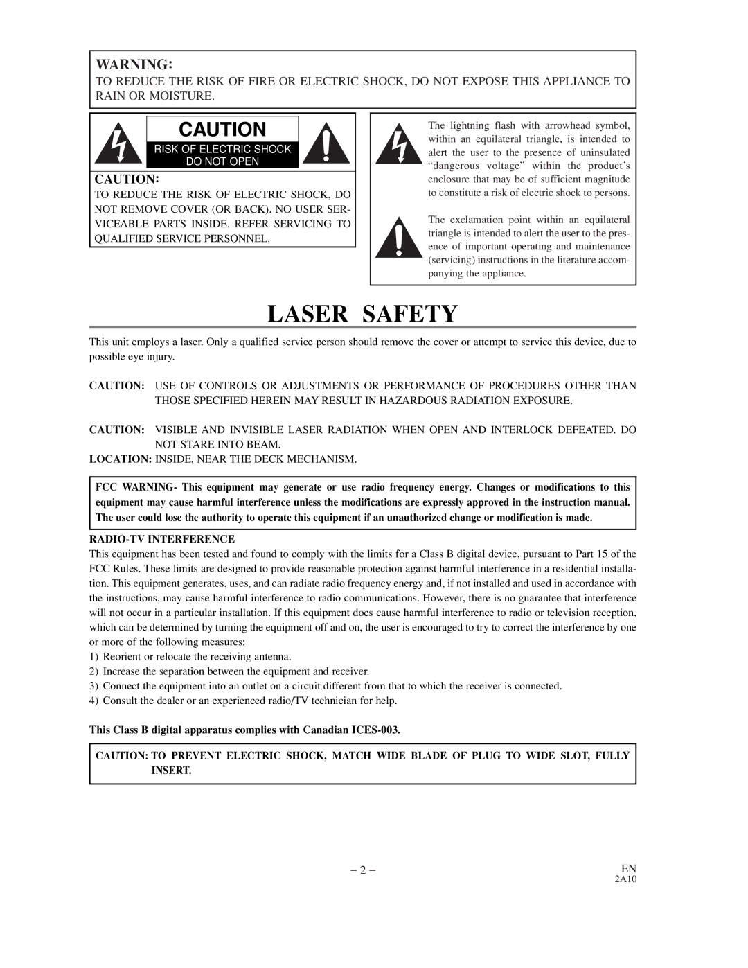 Sylvania DVL100CC owner manual Laser Safety 