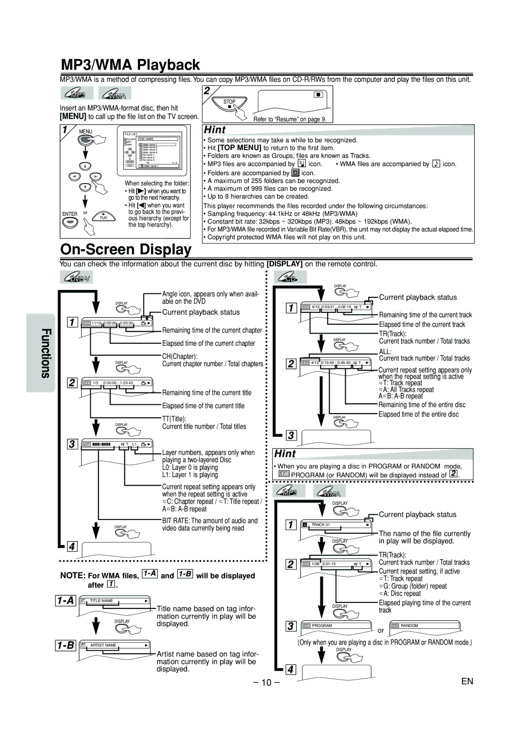 Sylvania DVL505 owner manual On-Screen Display 