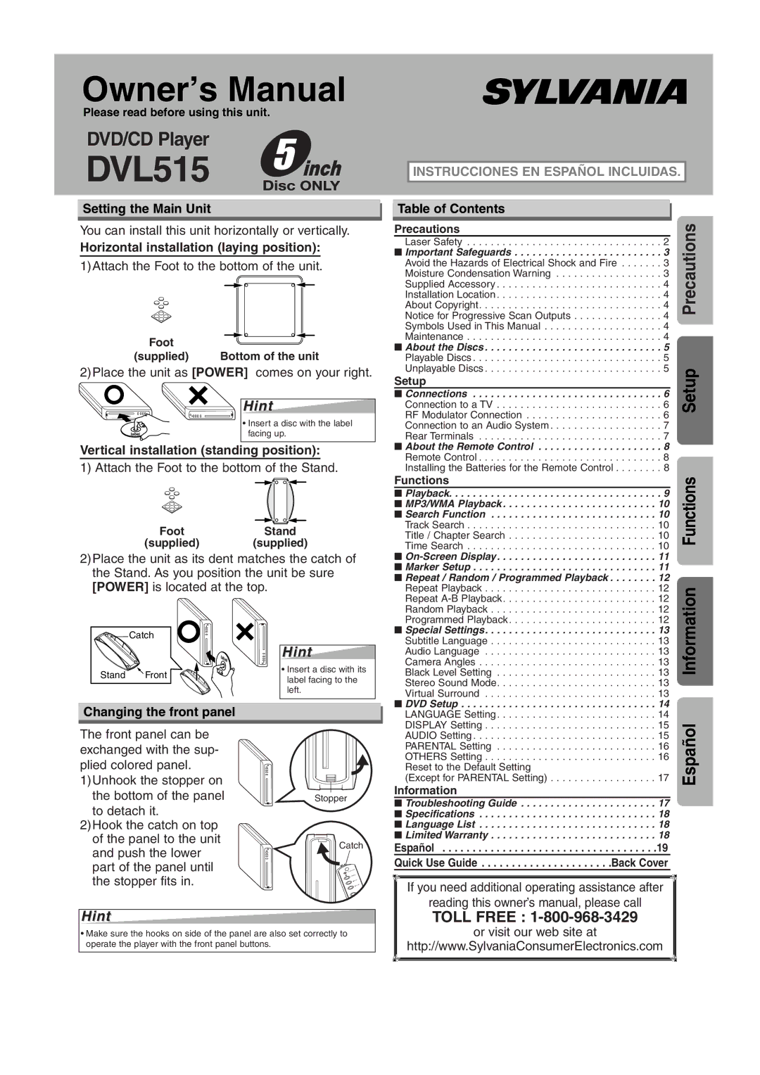 Sylvania DVL515 owner manual Hint 