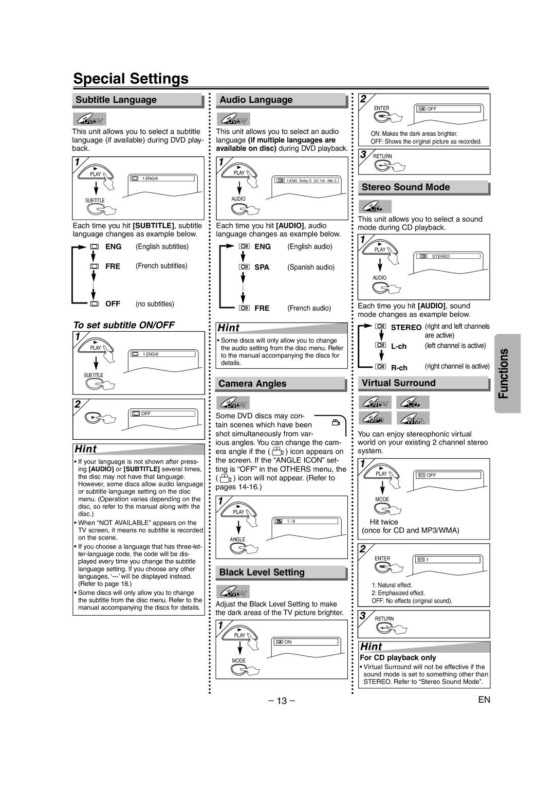 Sylvania DVL515 owner manual Special Settings 