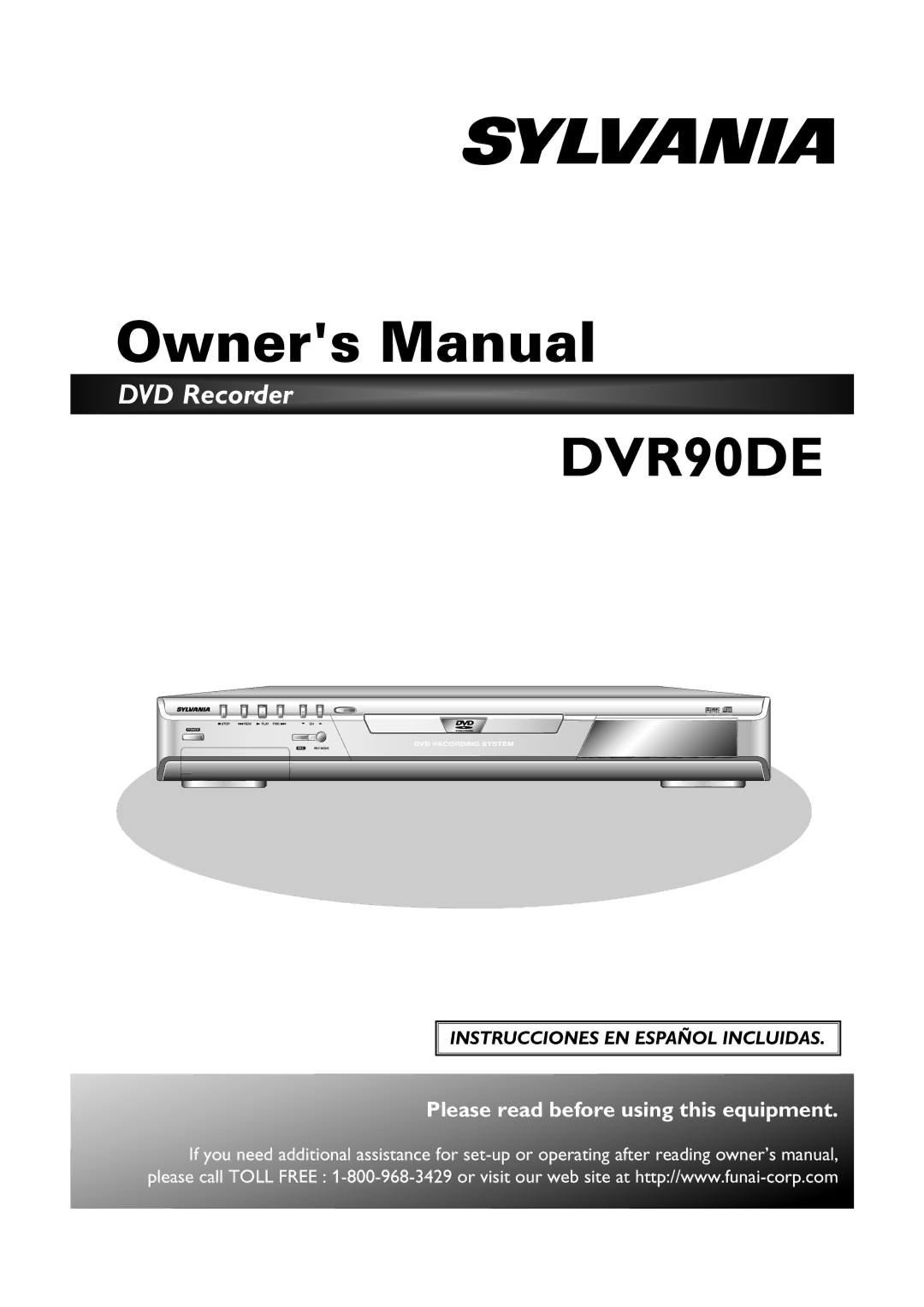 Sylvania DVR90DE owner manual Please read before using this equipment 