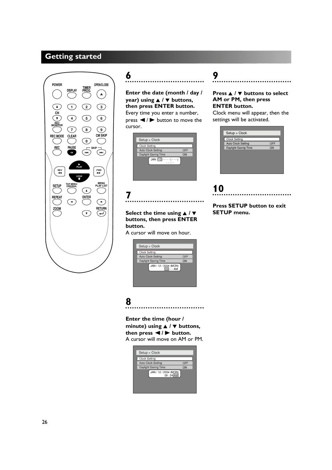 Sylvania DVR90DE owner manual Select the time using K / L, Buttons, then press Enter 