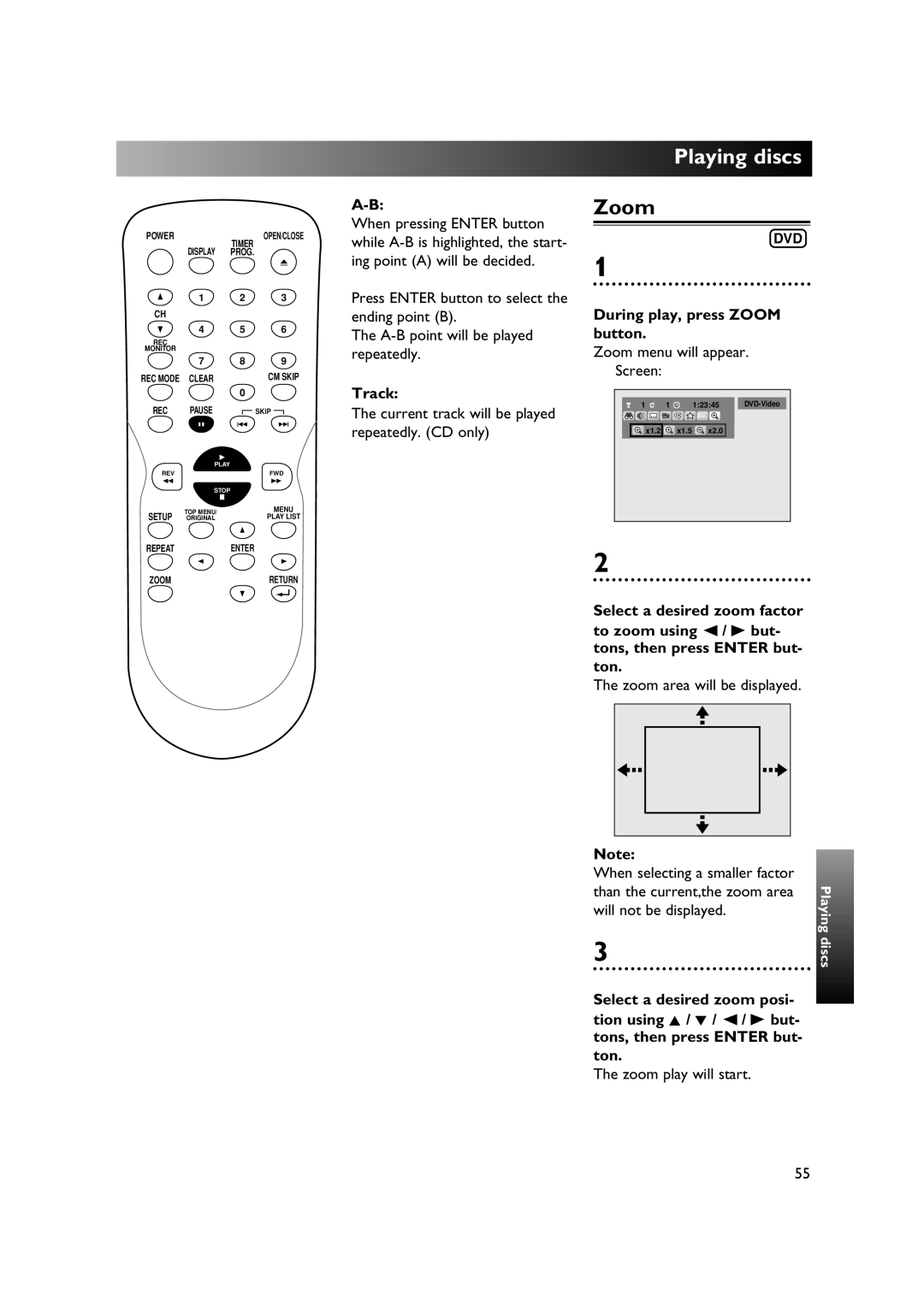 Sylvania DVR90DE owner manual Track, During play, press Zoom button 