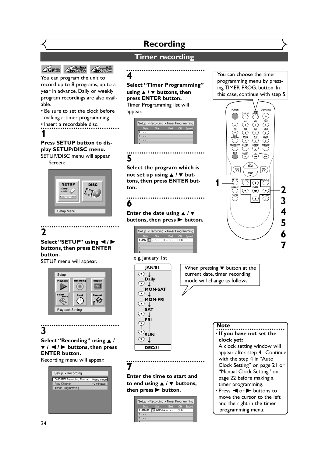 Sylvania DVR90DEA owner manual Timer recording, Select the program which is, Not set up using K / L but 