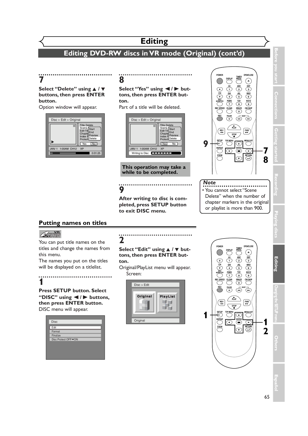 Sylvania DVR90DEA owner manual Select Delete using K / L buttons, then press Enter button 