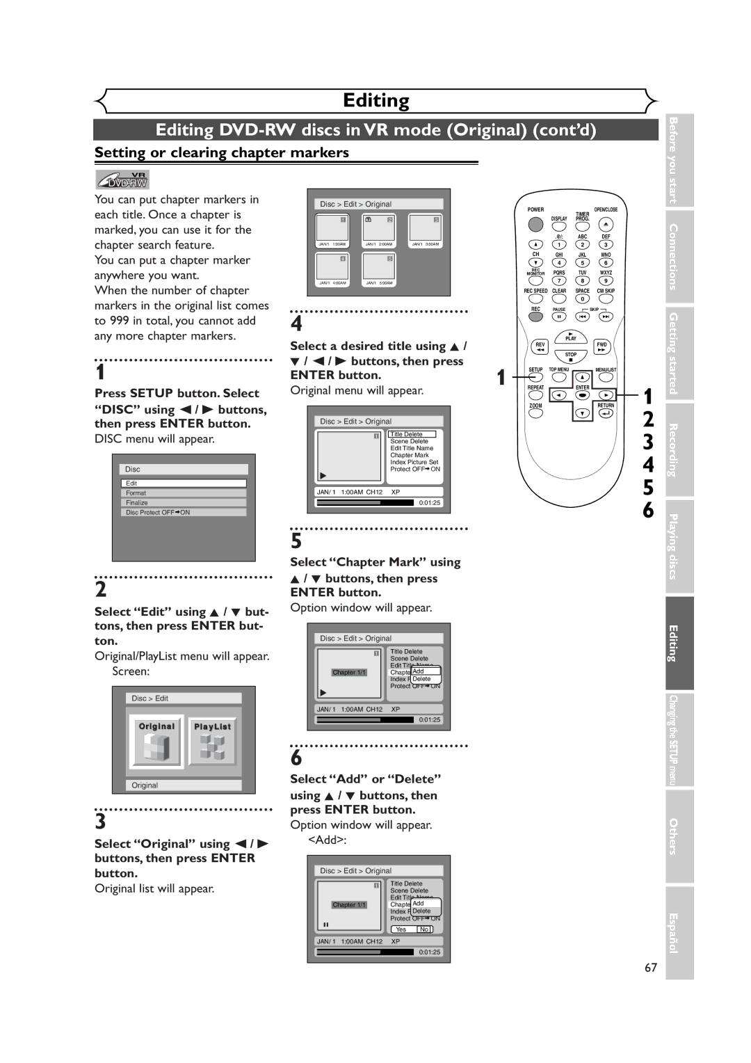 Sylvania DVR90DEA owner manual Disc using / B buttons, then press Enter button, Option window will appear. Add 