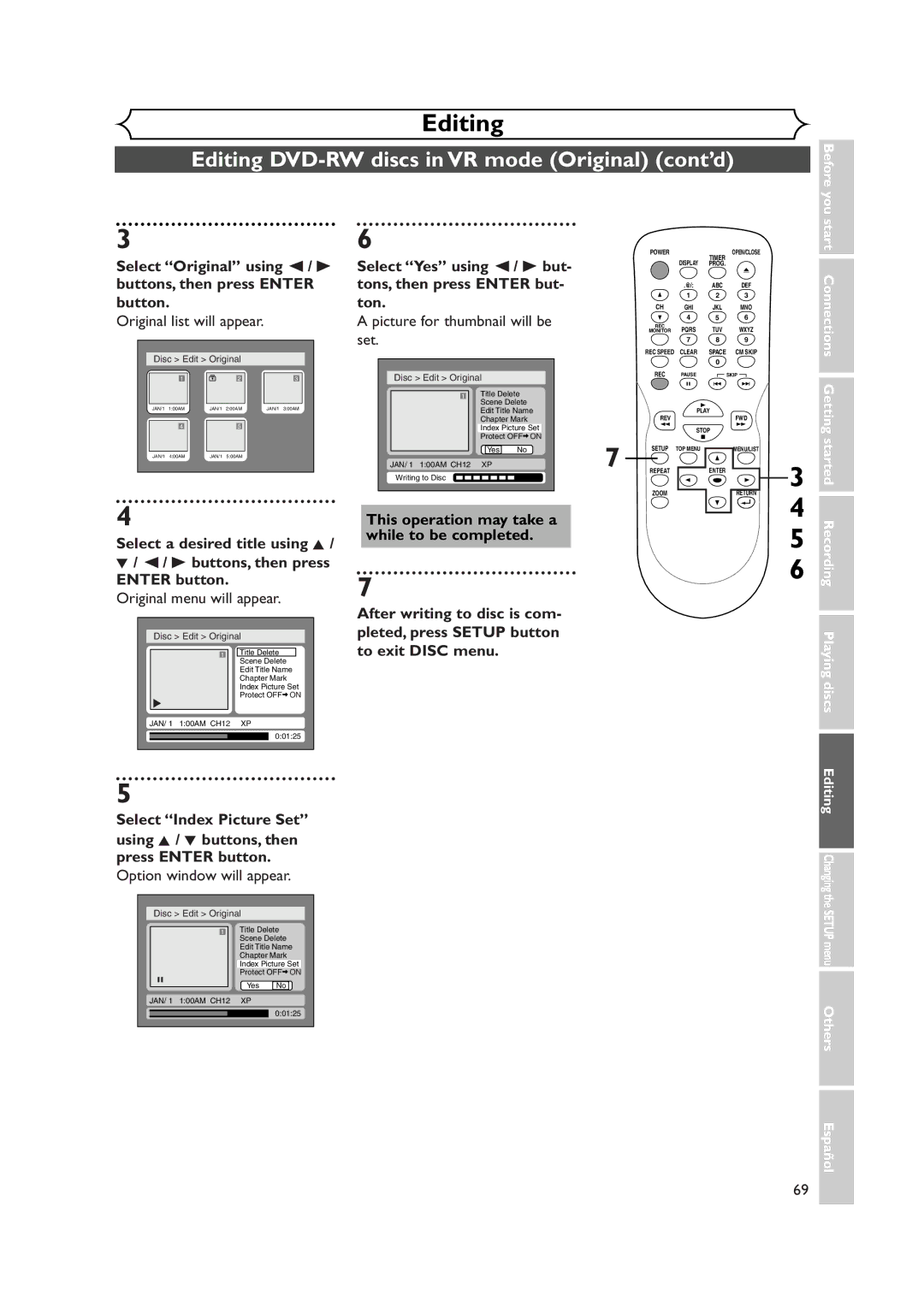 Sylvania DVR90DEA owner manual Picture for thumbnail will be, Set 