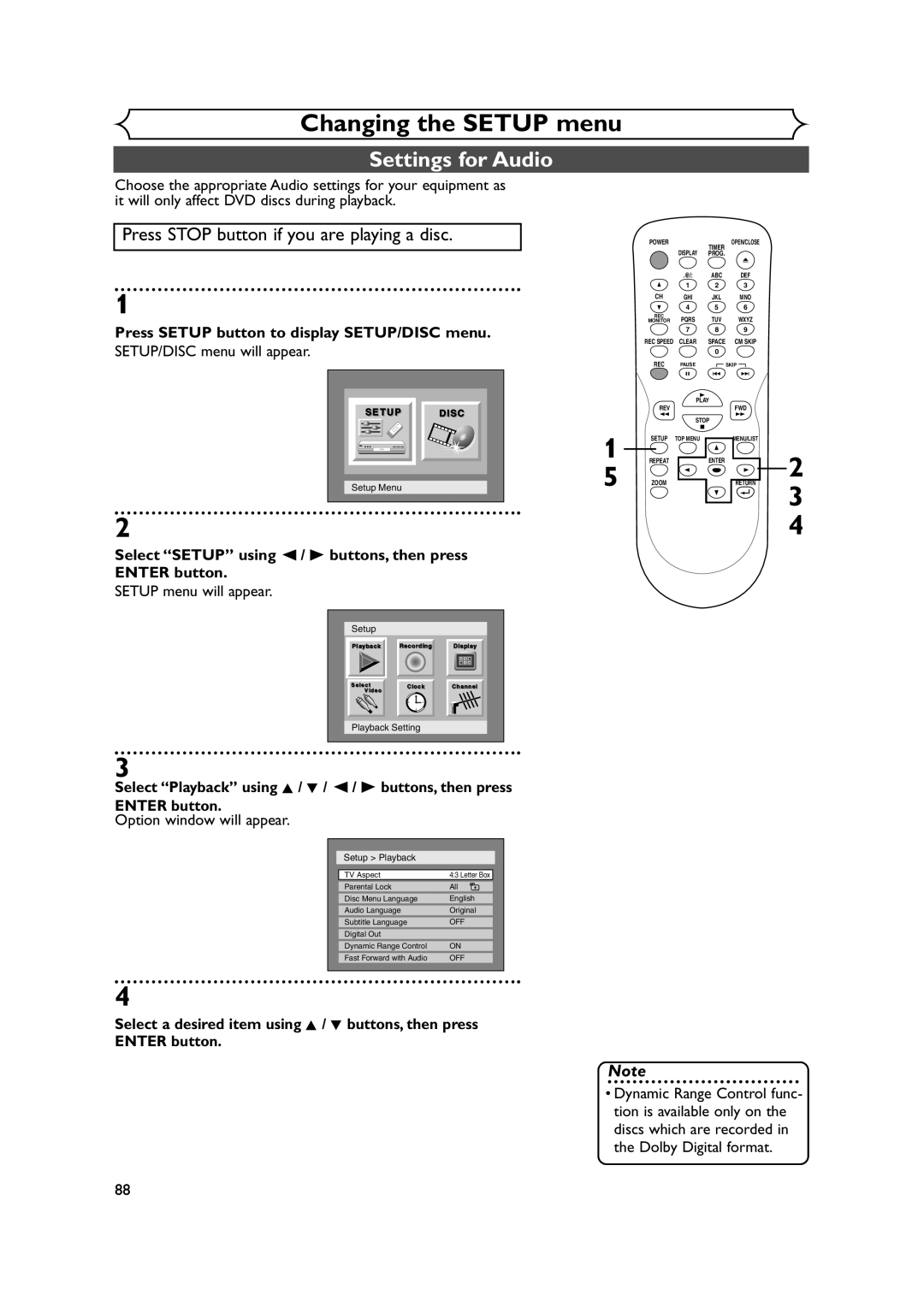 Sylvania DVR90DEA owner manual Settings for Audio 