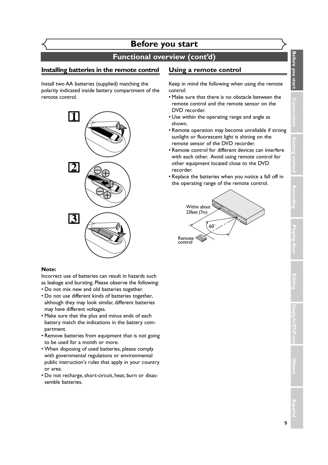 Sylvania DVR90DEA owner manual Before you, Start Connections Getting started Recording Playing discs 