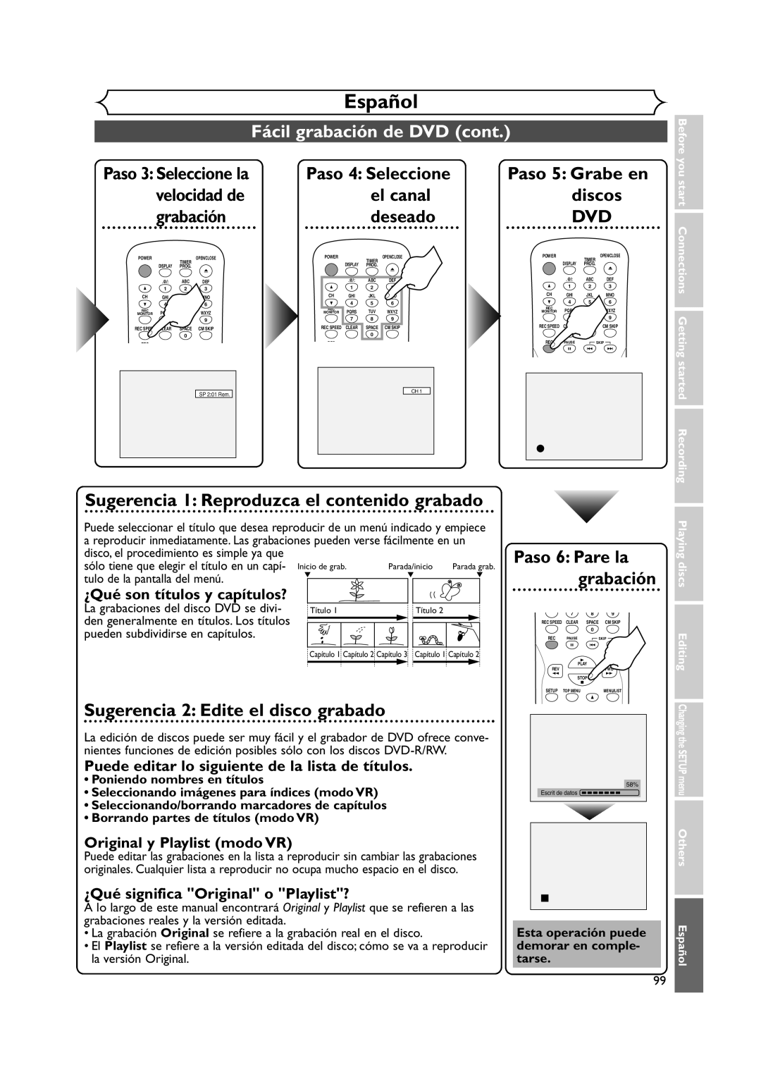 Sylvania DVR90DEA owner manual ¿Qué son títulos y capítulos?, Puede editar lo siguiente de la lista de títulos 