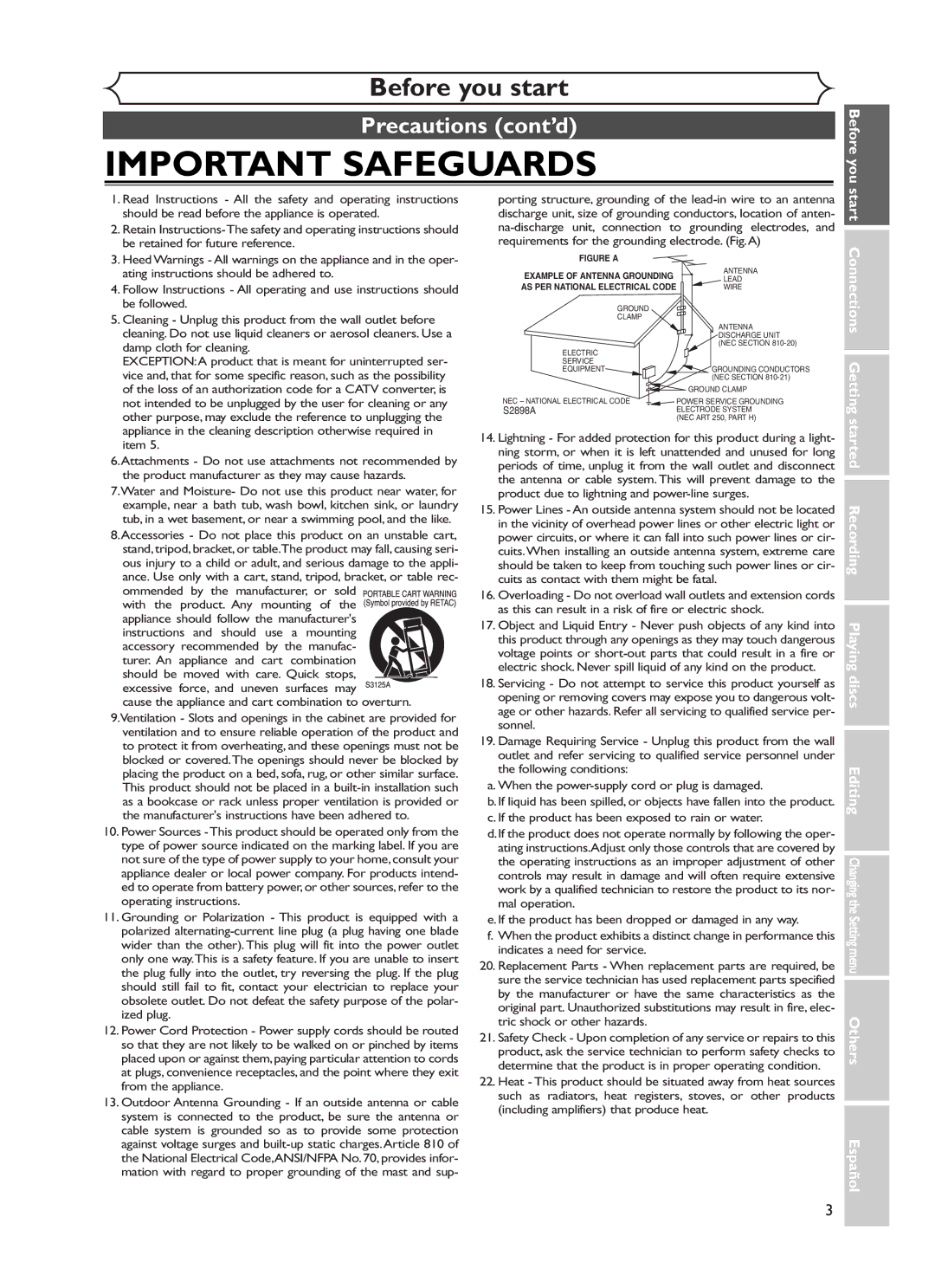 Sylvania DVR90DF owner manual Precautions cont’d, Before you 