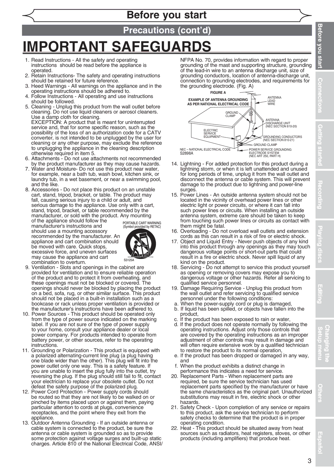 Sylvania DVR90DG owner manual Precautions cont’d, Before you 