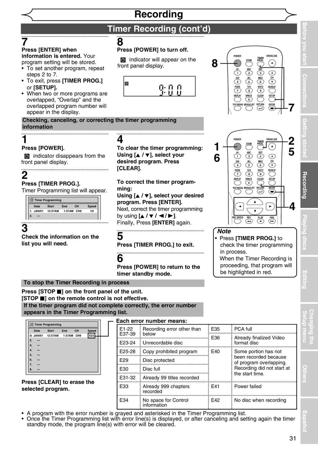 Sylvania DVR90DG owner manual Clear 