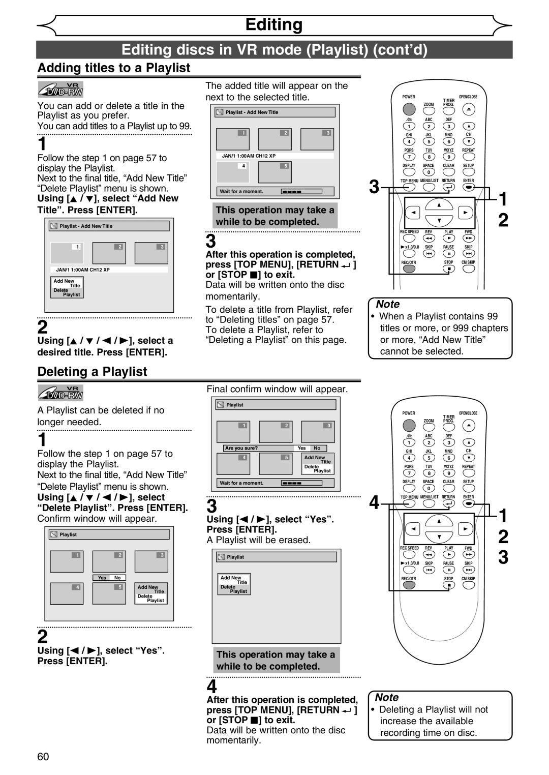 Sylvania DVR90DG owner manual Adding titles to a Playlist, Deleting a Playlist 