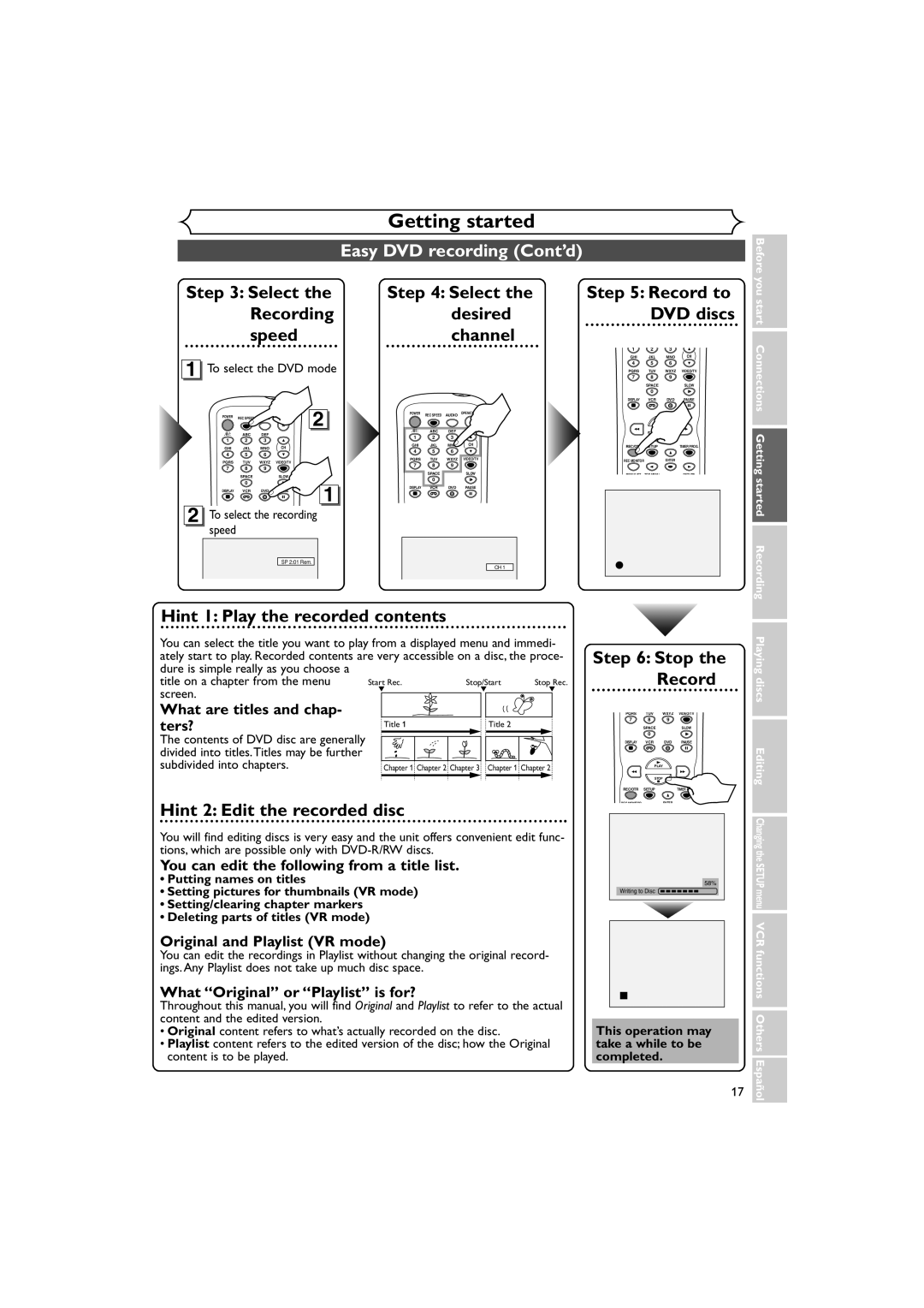 Sylvania DVR90VE owner manual Easy DVD recording Cont’d, Channel 