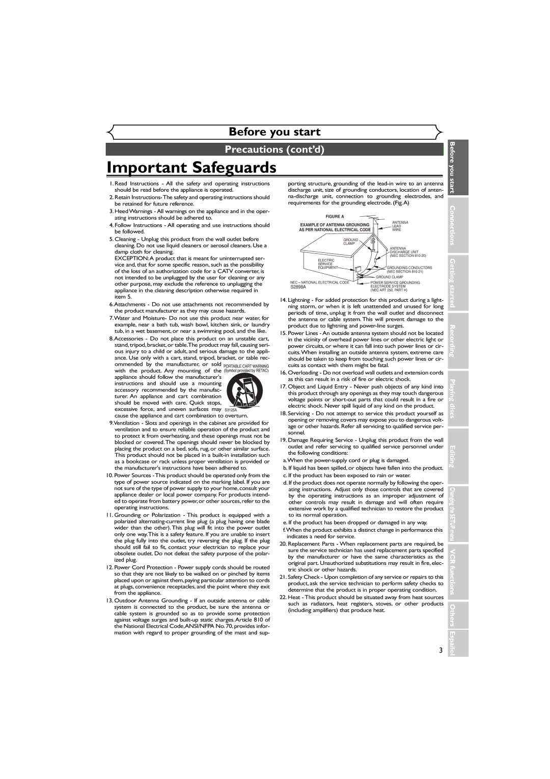 Sylvania DVR90VE owner manual Precautions cont’d, S2898A 