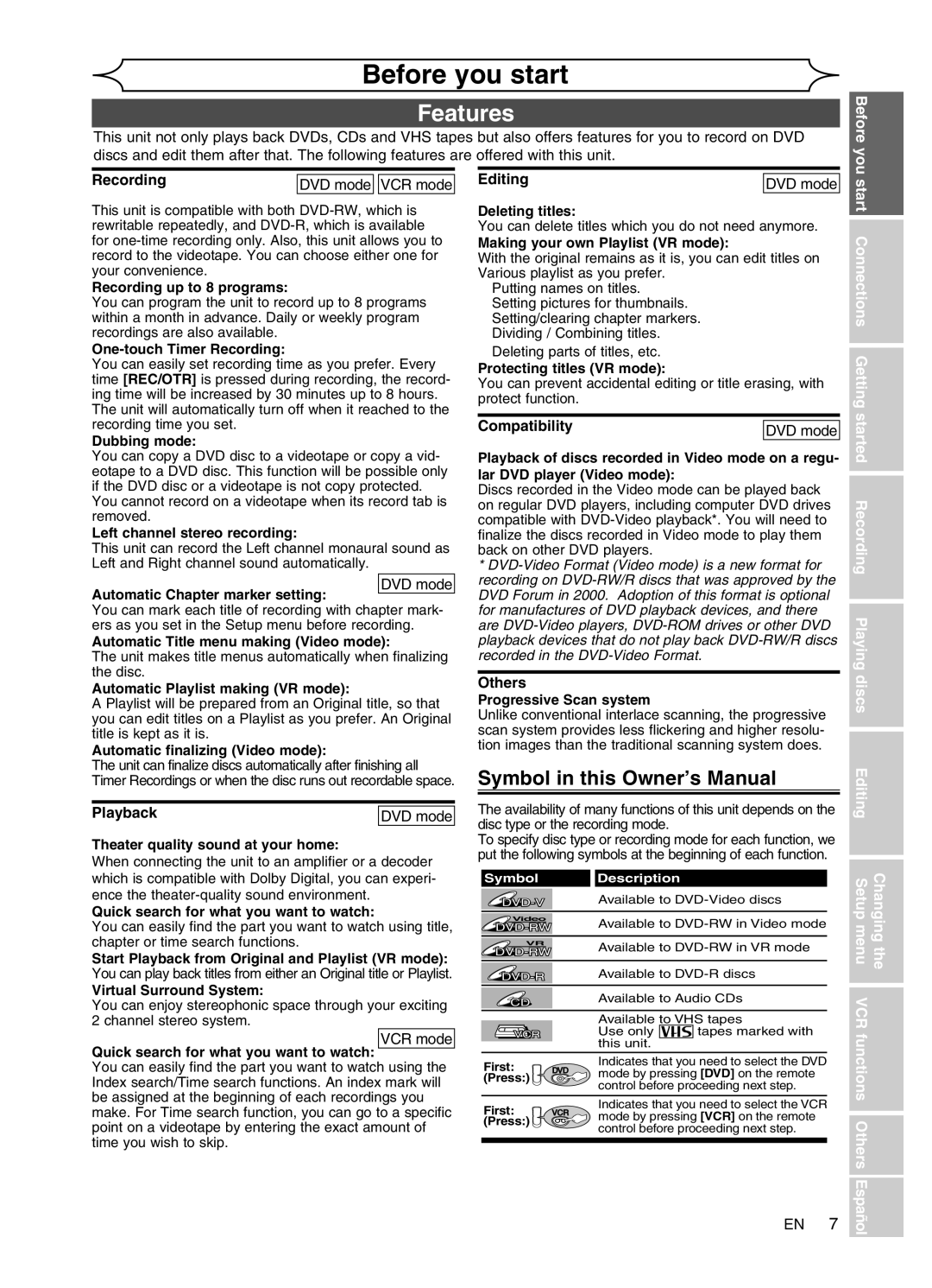 Sylvania DVR91VG manual Features, Recording, Editing, Compatibility, Others 