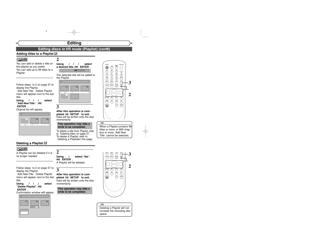 Sylvania DVR95DF owner manual Adding titles to a Playlist, Deleting a Playlist 