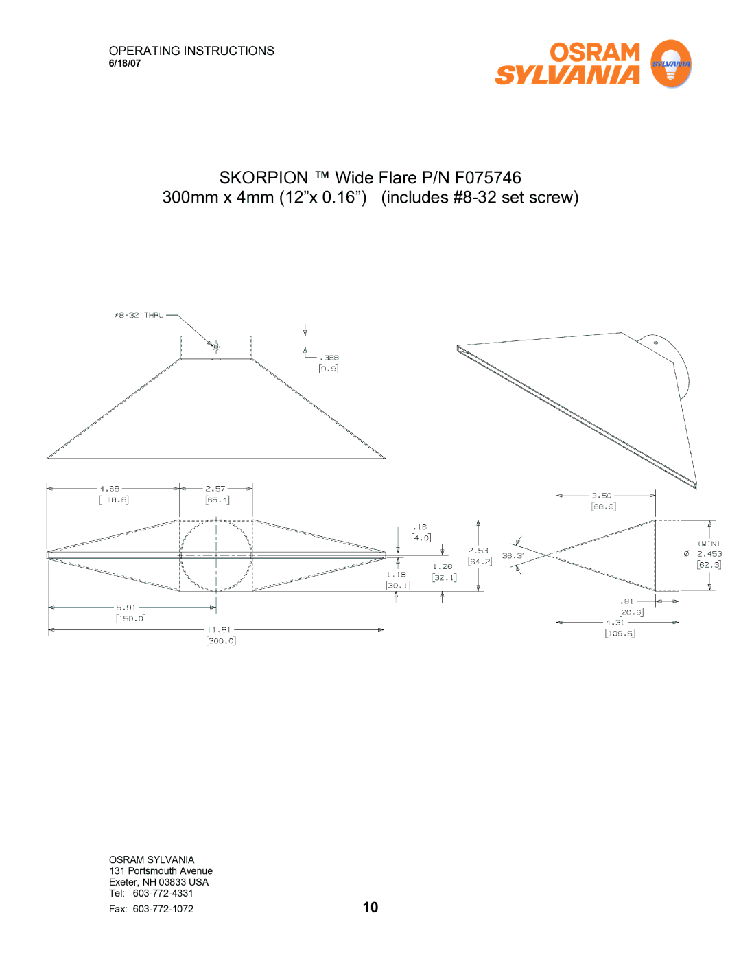 Sylvania F075615 operating instructions Operating Instructions 