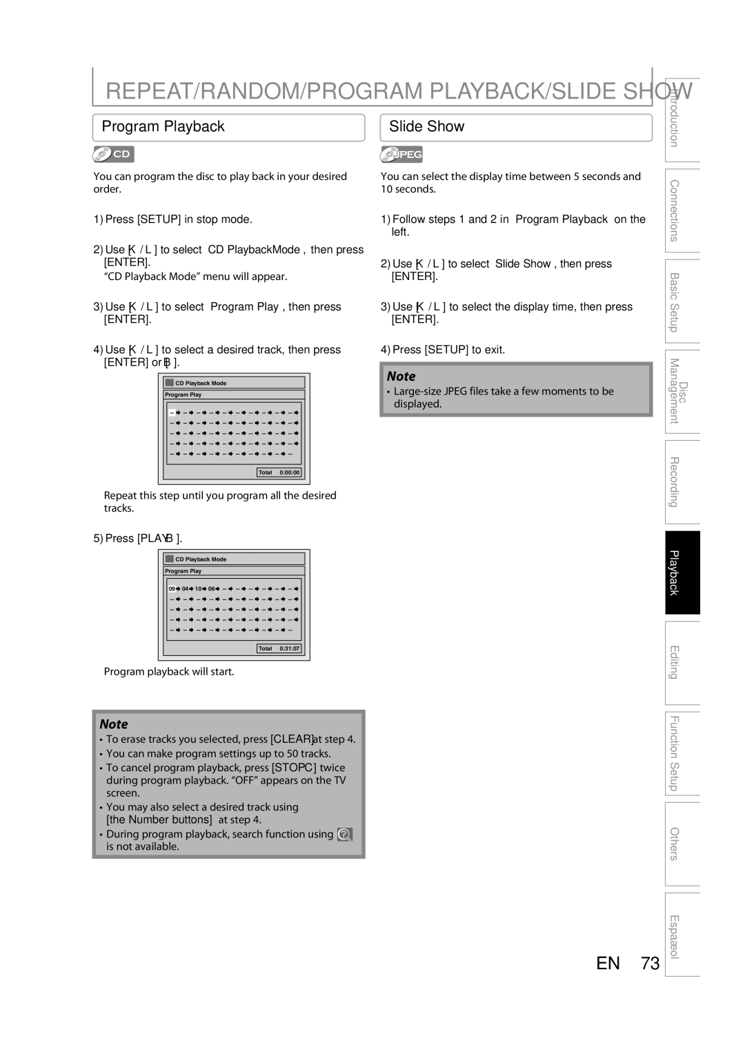 Sylvania H2160SL9 owner manual Program Playback Slide Show, 5Press Play B, Playback Editing 