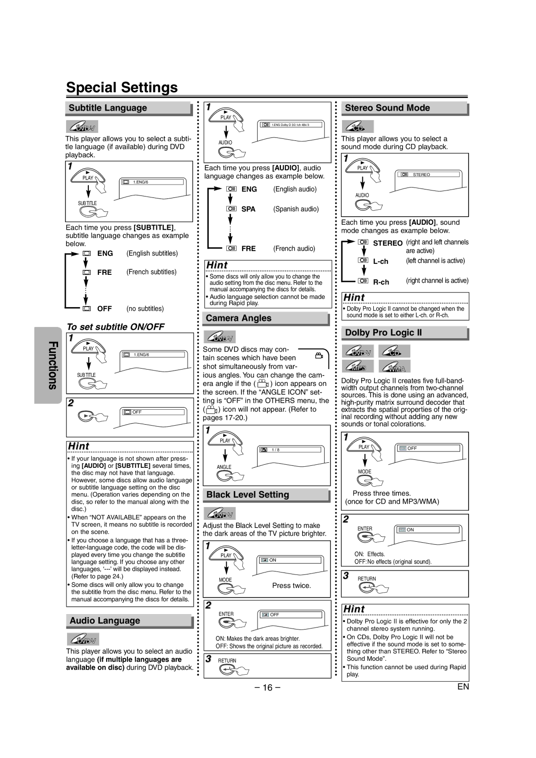 Sylvania HT6051FB owner manual Special Settings 