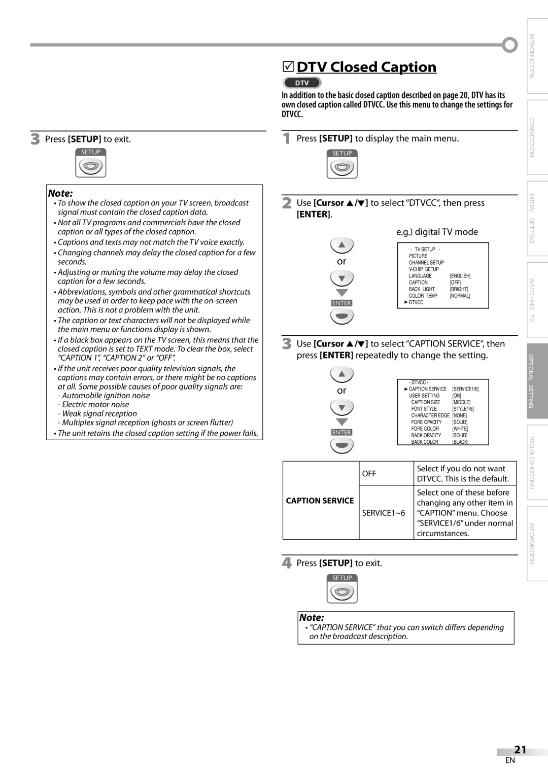 Sylvania LC115SL8P owner manual To select DTVCC, then press, Enter, Use Cursor 