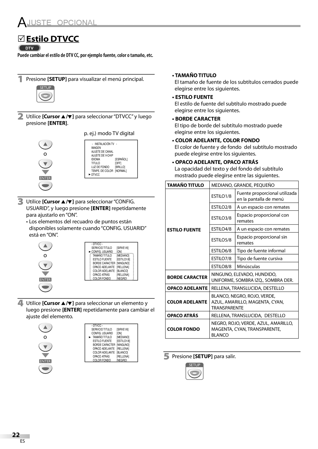 Sylvania LC115SL8P owner manual 5Estilo Dtvcc 