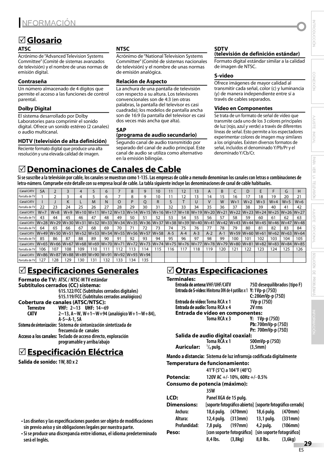 Sylvania LC115SL8P owner manual Información 