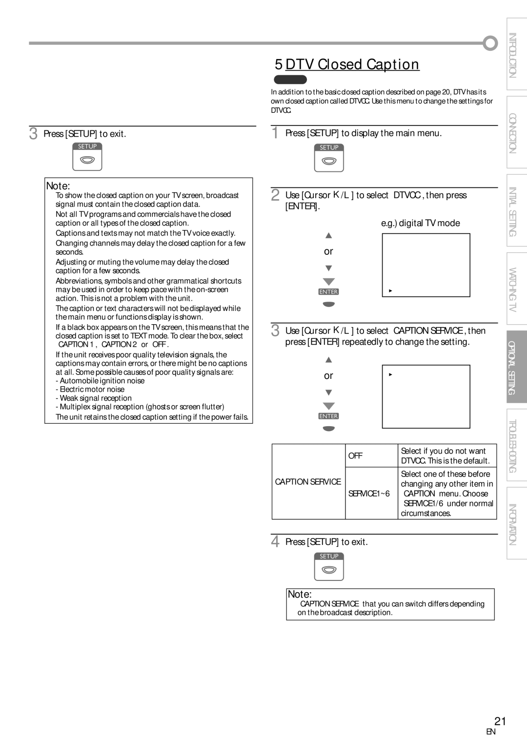 Sylvania LC155SL8P owner manual To select DTVCC, then press, Enter, Use Cursor 