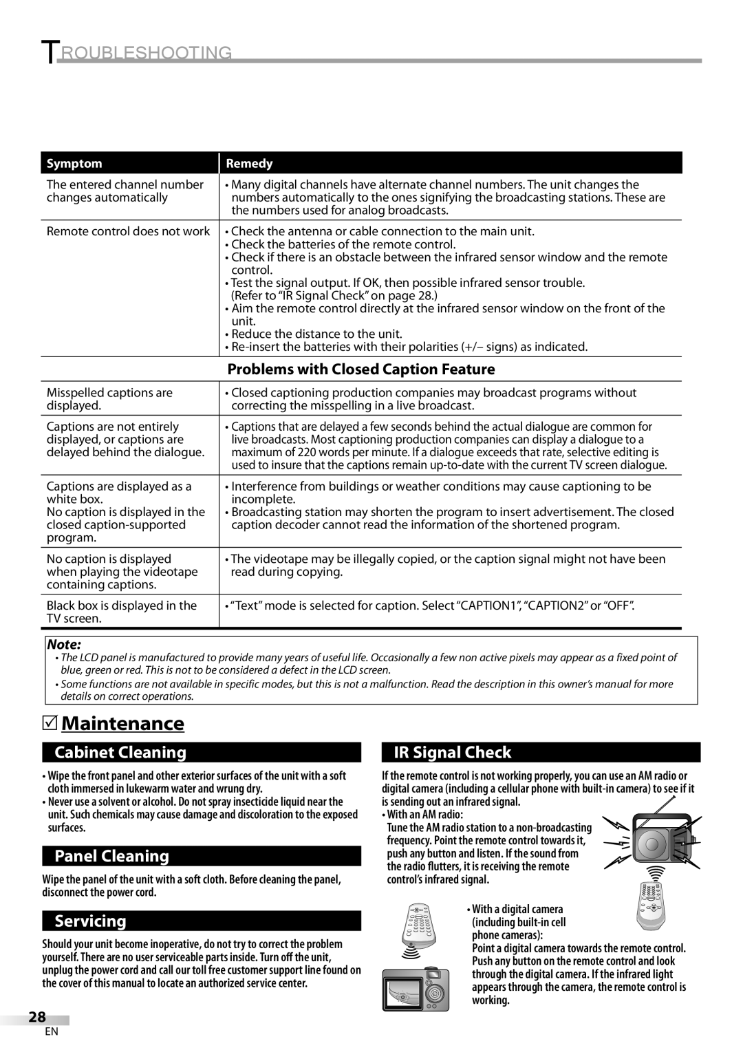 Sylvania LC155SL8P owner manual Maintenance 