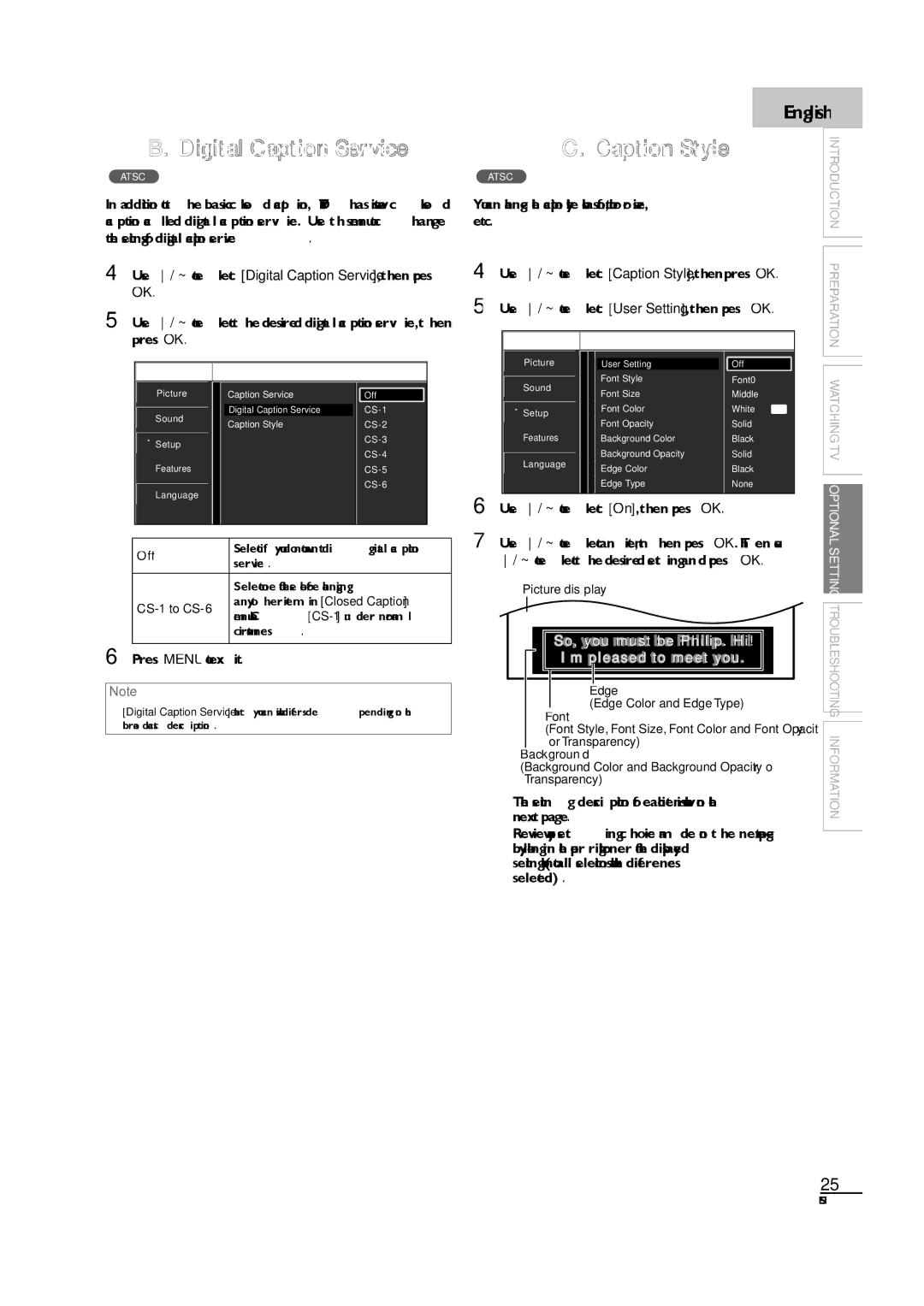 Sylvania LC190SL1 Etc, Use / to select User Setting, then press OK, Use to select an item, then press OK. Then use, Next 