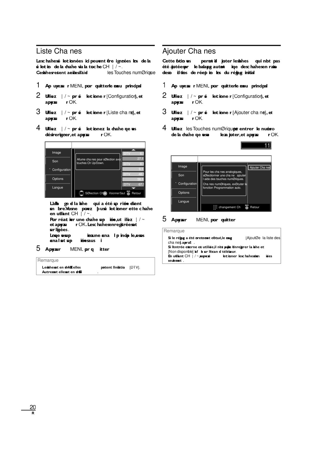 Sylvania LC190SL1 owner manual Liste Chaînes, Ajouter Chaînes 