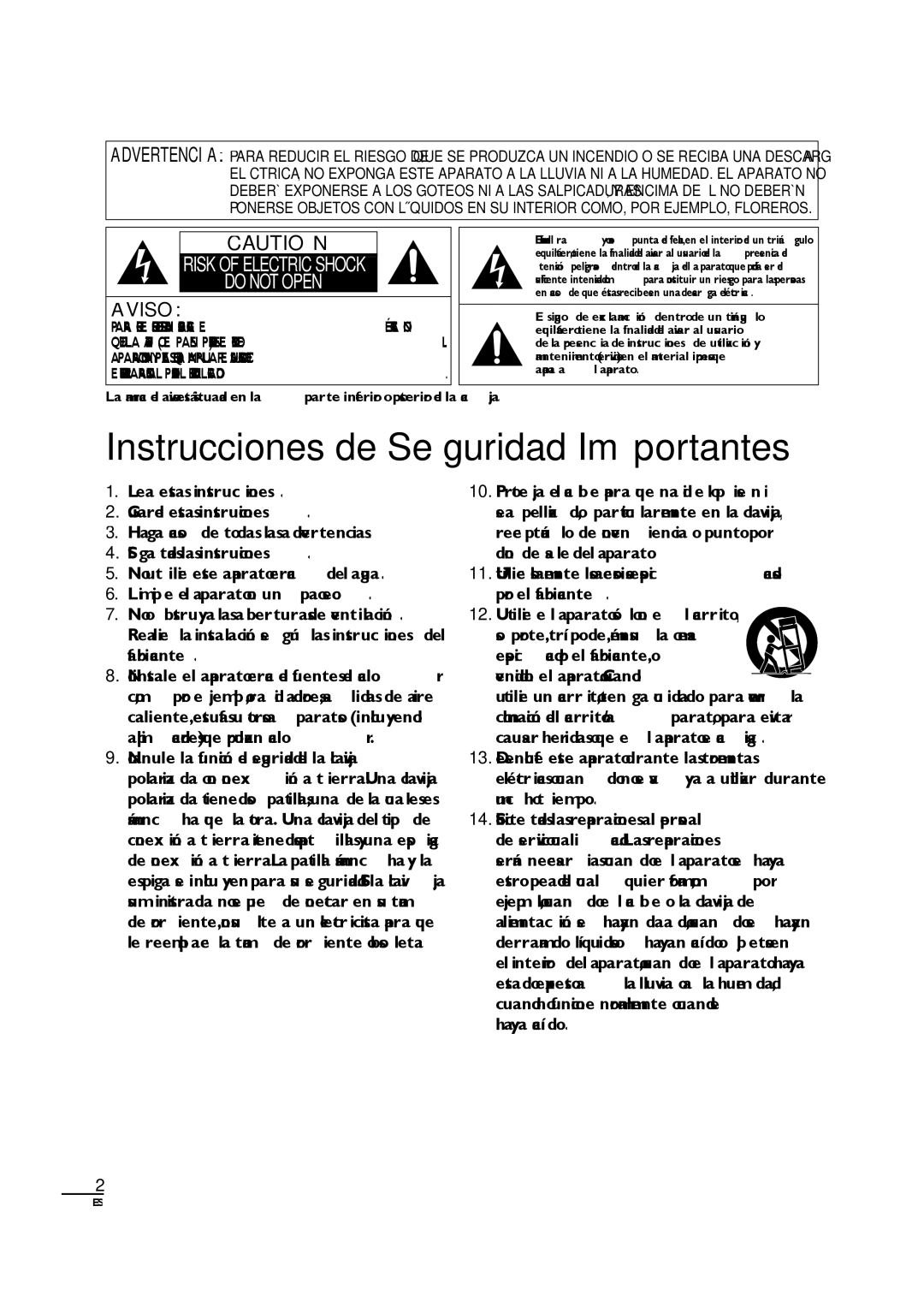 Sylvania LC190SL1 El signo de exclamación dentro de un triángulo, Equilátero tiene la finalidad de avisar al usuario 