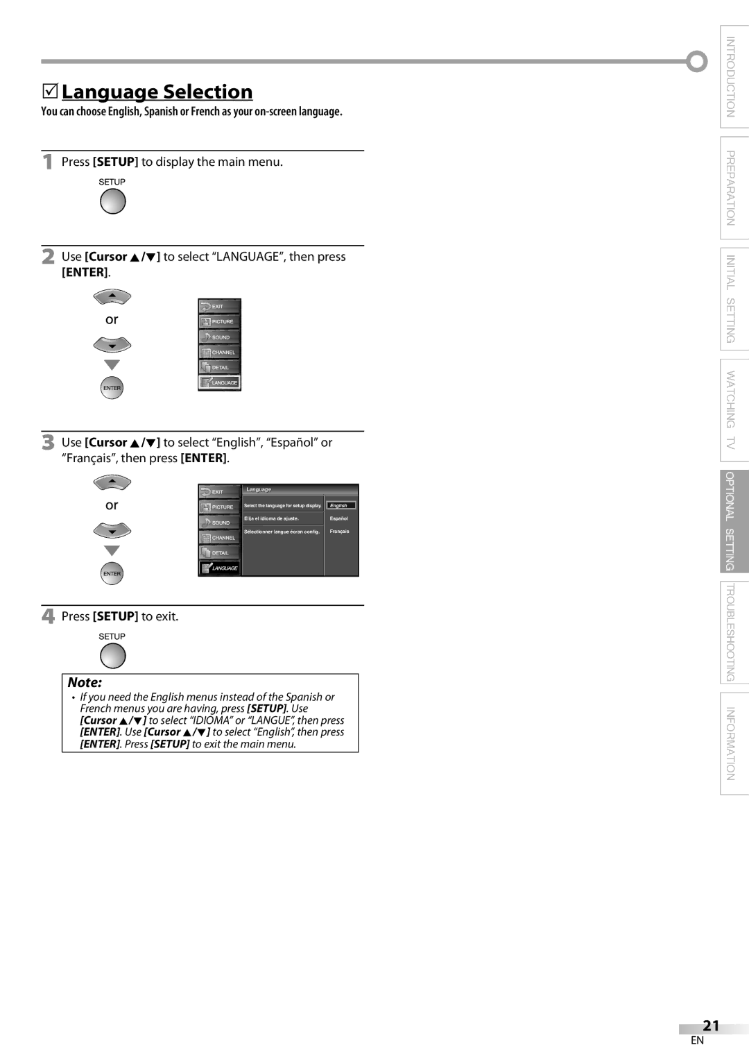 Sylvania LC195SL9C owner manual 5Language Selection 