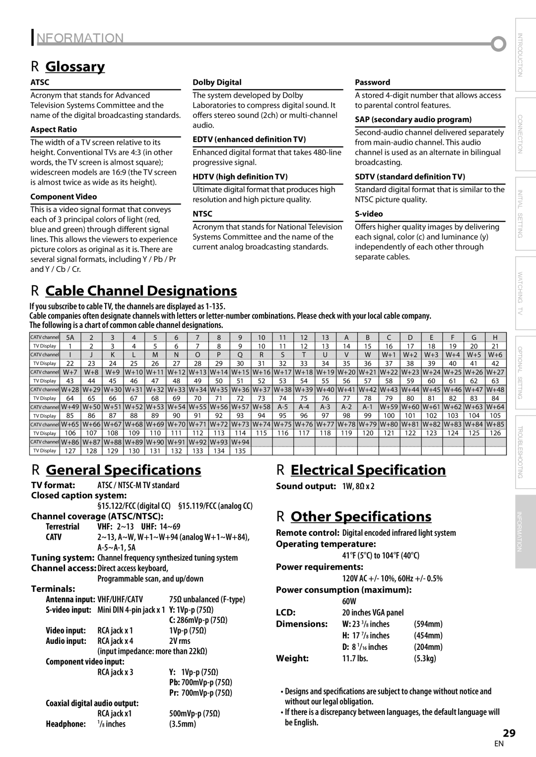 Sylvania LC200SL8A owner manual Information 