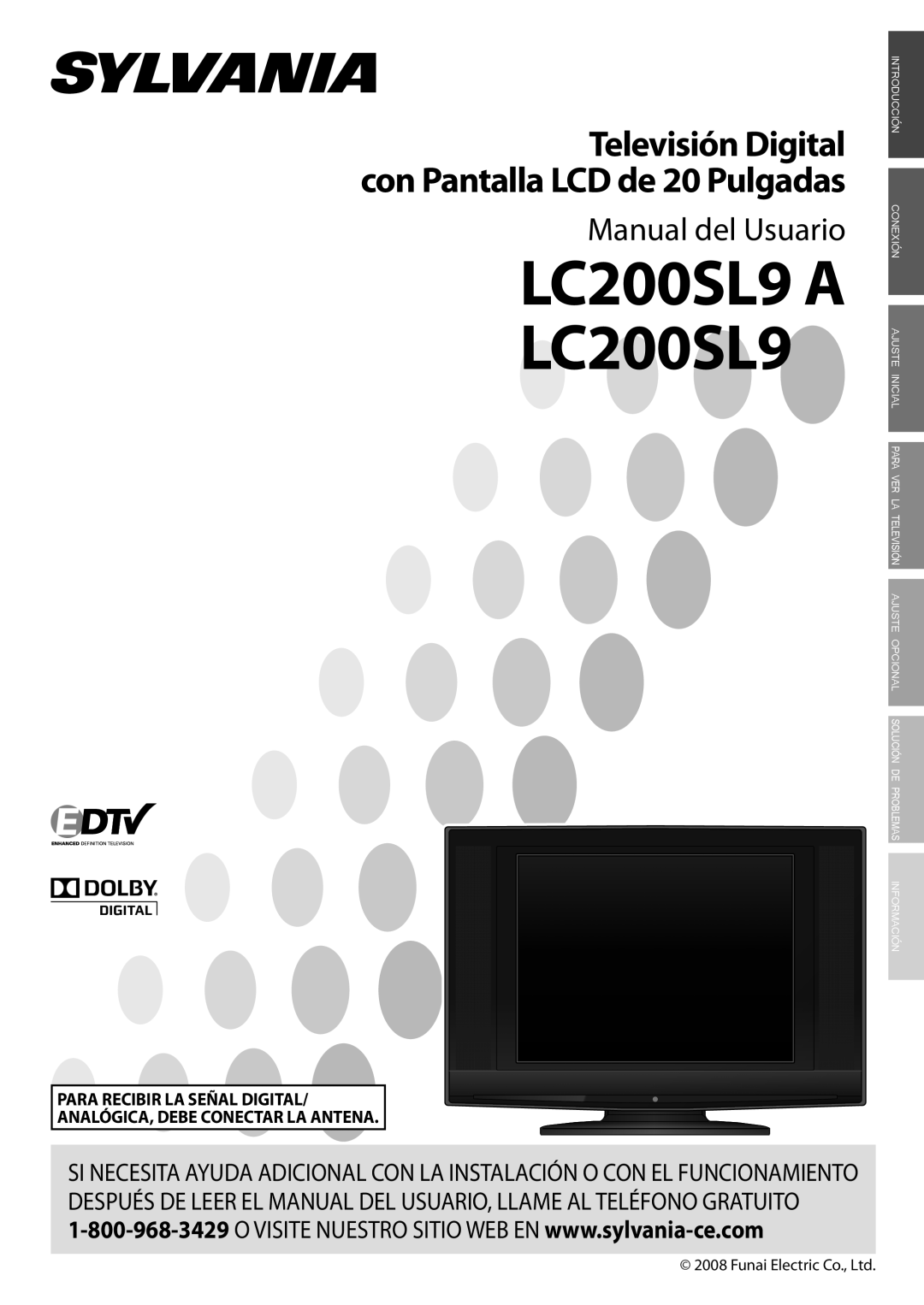 Sylvania LC200SL9 A owner manual Manual del Usuario, Televisión Digital con Pantalla LCD de 20 Pulgadas 