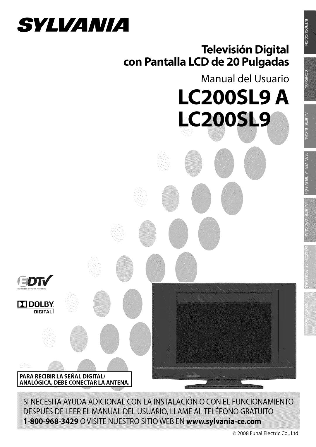 Sylvania LC200SL9 owner manual Televisibn Digital con Pantalla LCD de 20 Pulgadas 