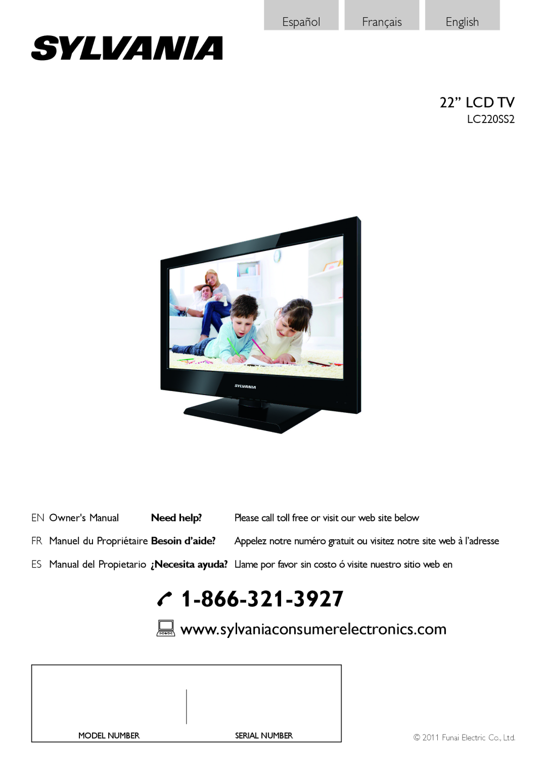 Sylvania LC220SS2 owner manual Lcd Tv, Please call toll free or visit our web site below 