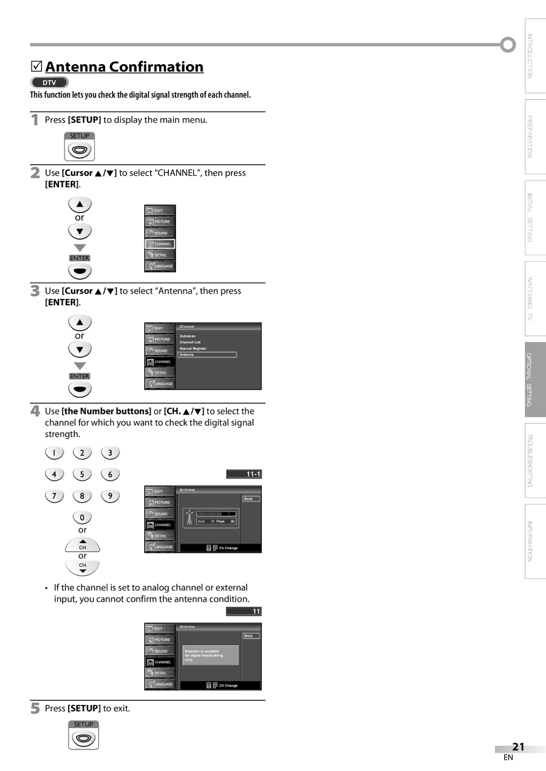 Sylvania LC225SC9 owner manual 5Antenna Confirmation 