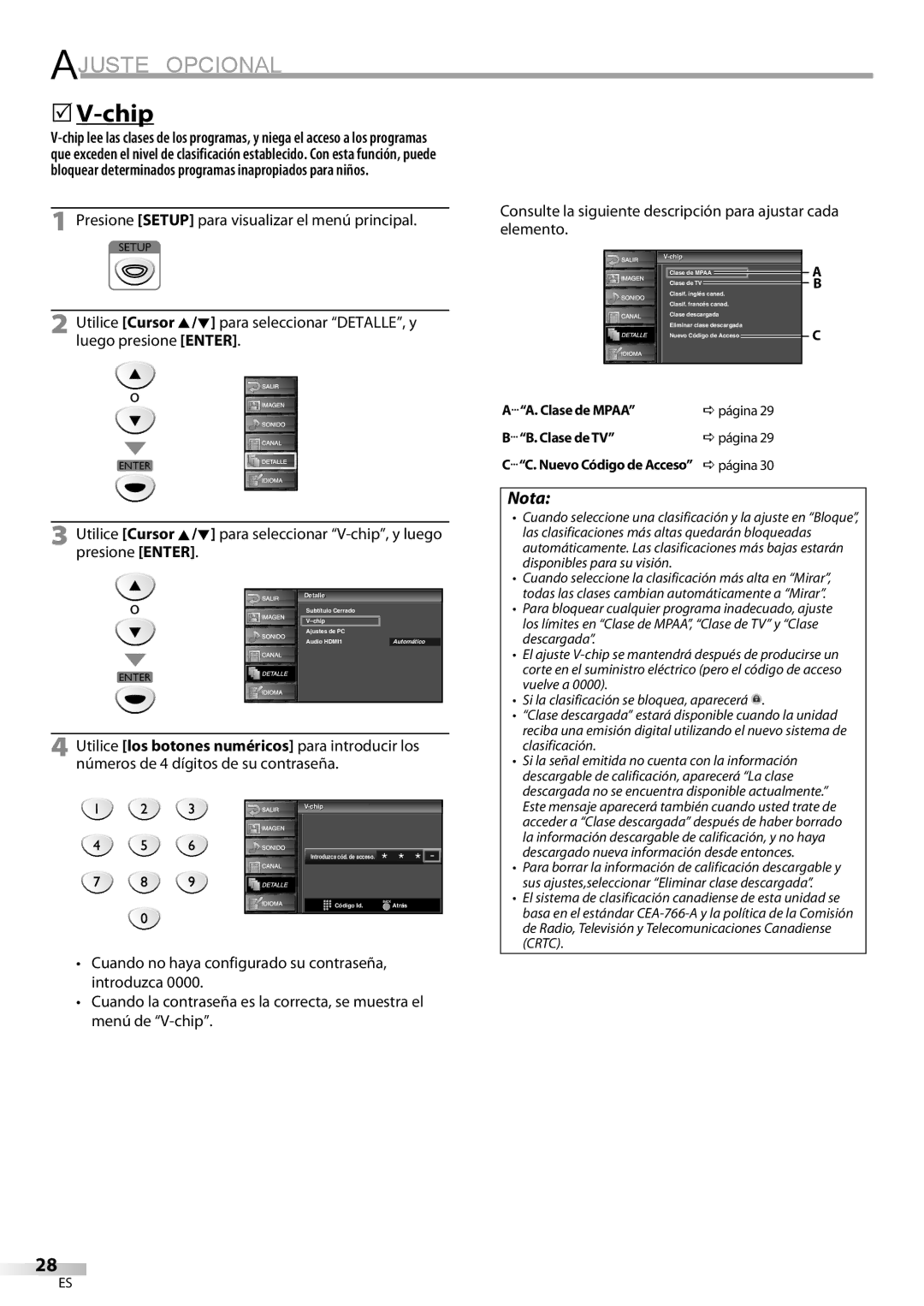 Sylvania LC225SC9 owner manual Chip, Nuevo Código de Acceso Dpágina 