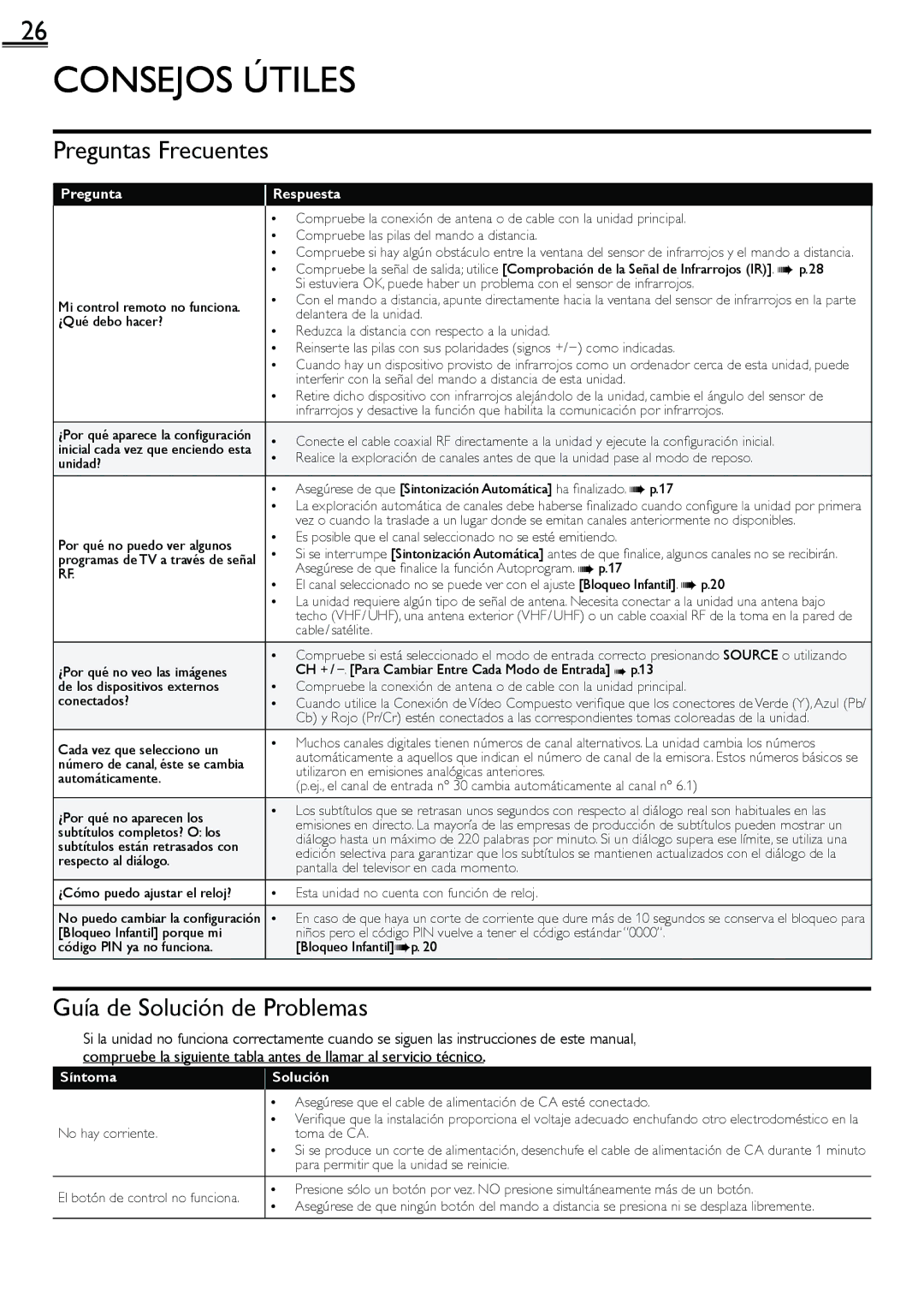 Sylvania LC260SS2 owner manual Consejos Útiles, Preguntas Frecuentes, Guía de Solución de Problemas 