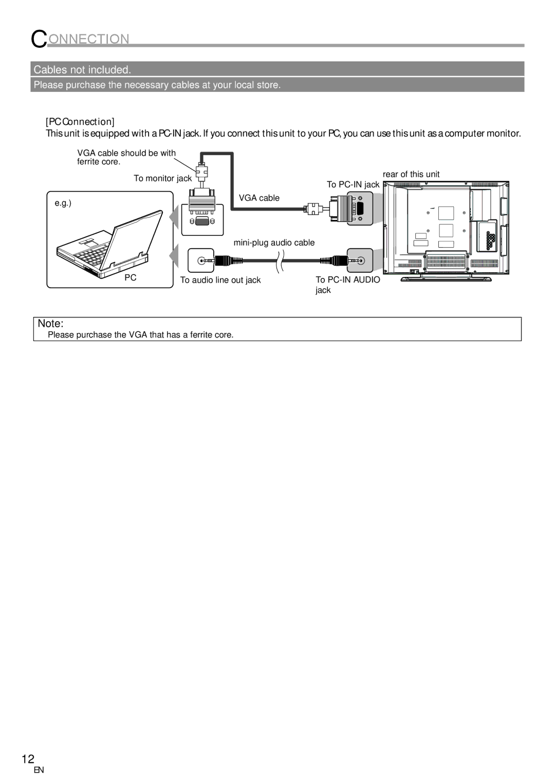 Sylvania LC260SS8 owner manual PC Connection 