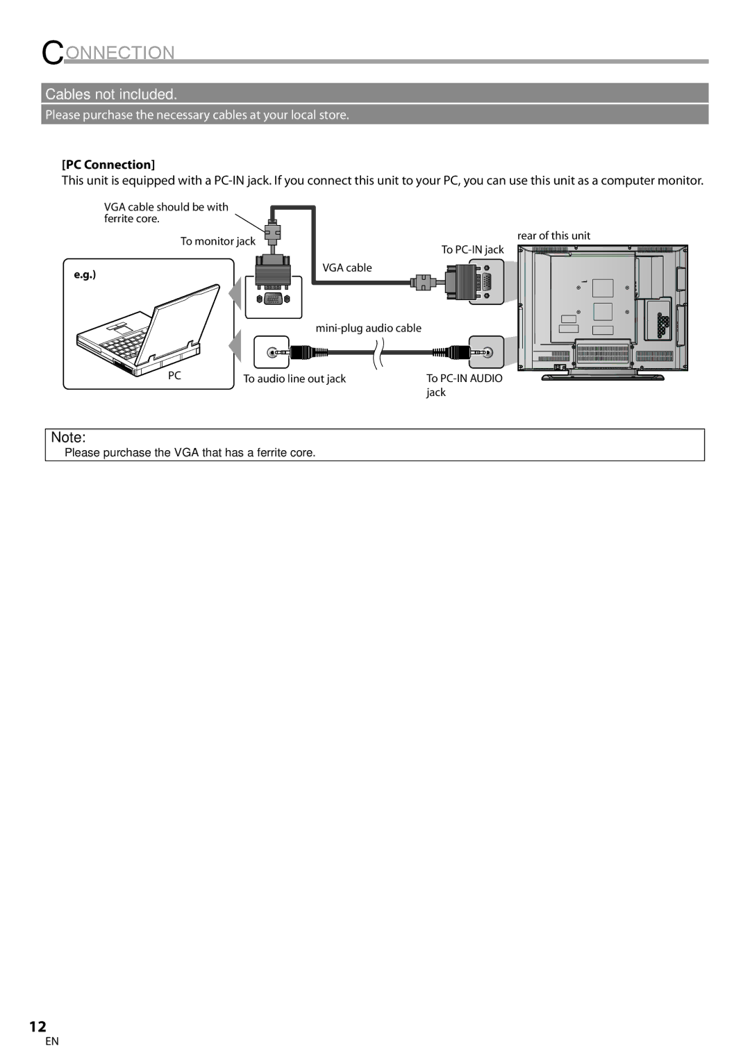 Sylvania LC260SS8 owner manual PC Connection 