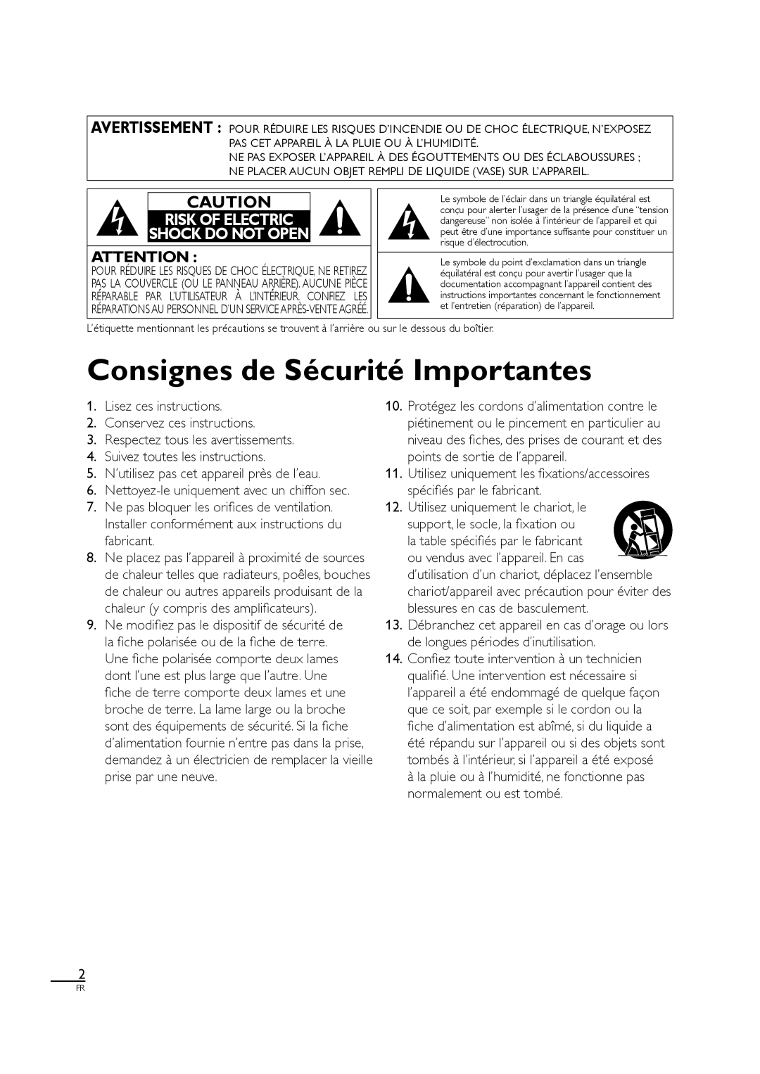 Sylvania LC320SL1 owner manual Consignes de Sécurité Importantes 