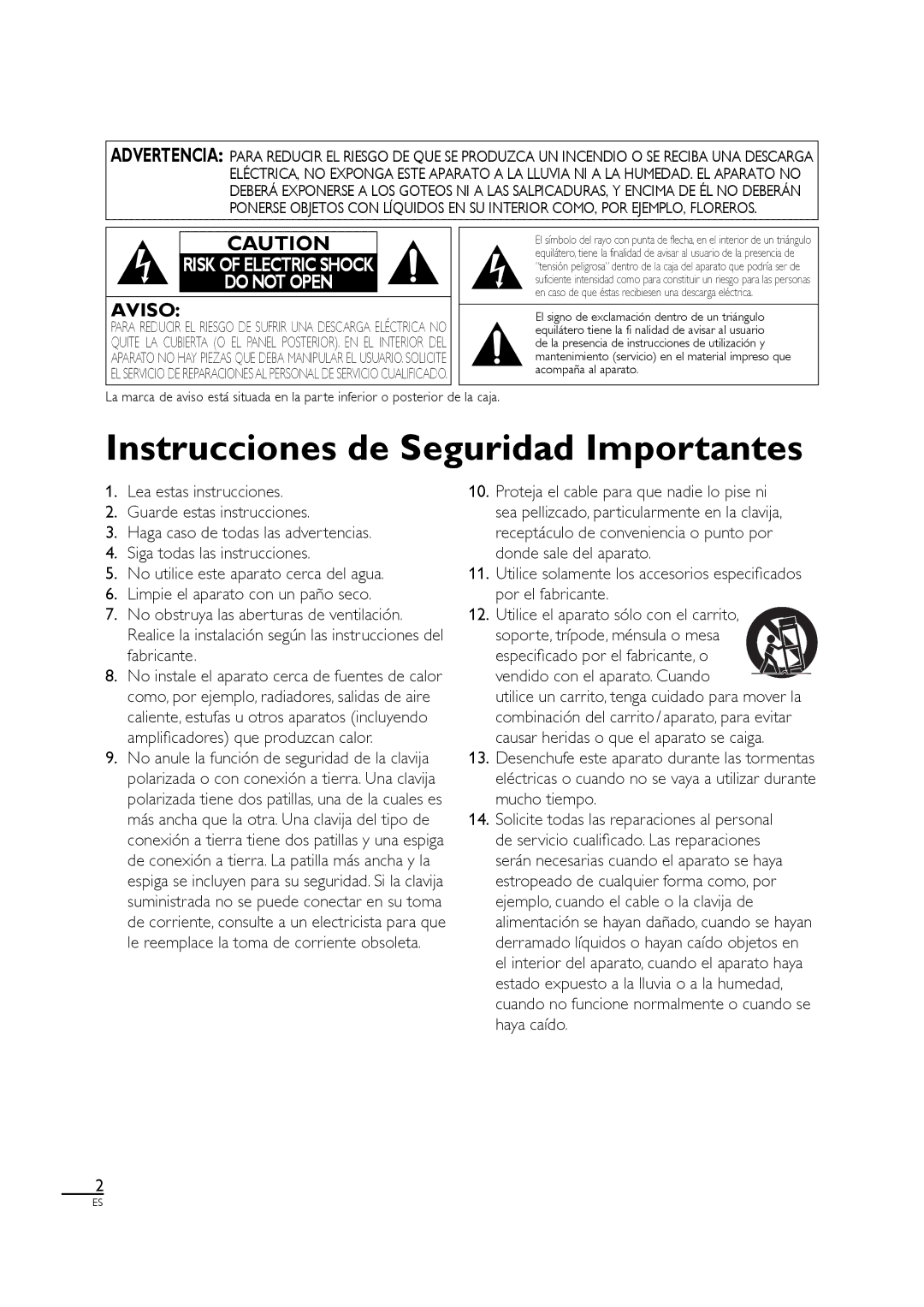 Sylvania LC320SL1 El signo de exclamación dentro de un triángulo, Equilátero tiene la fi nalidad de avisar al usuario 