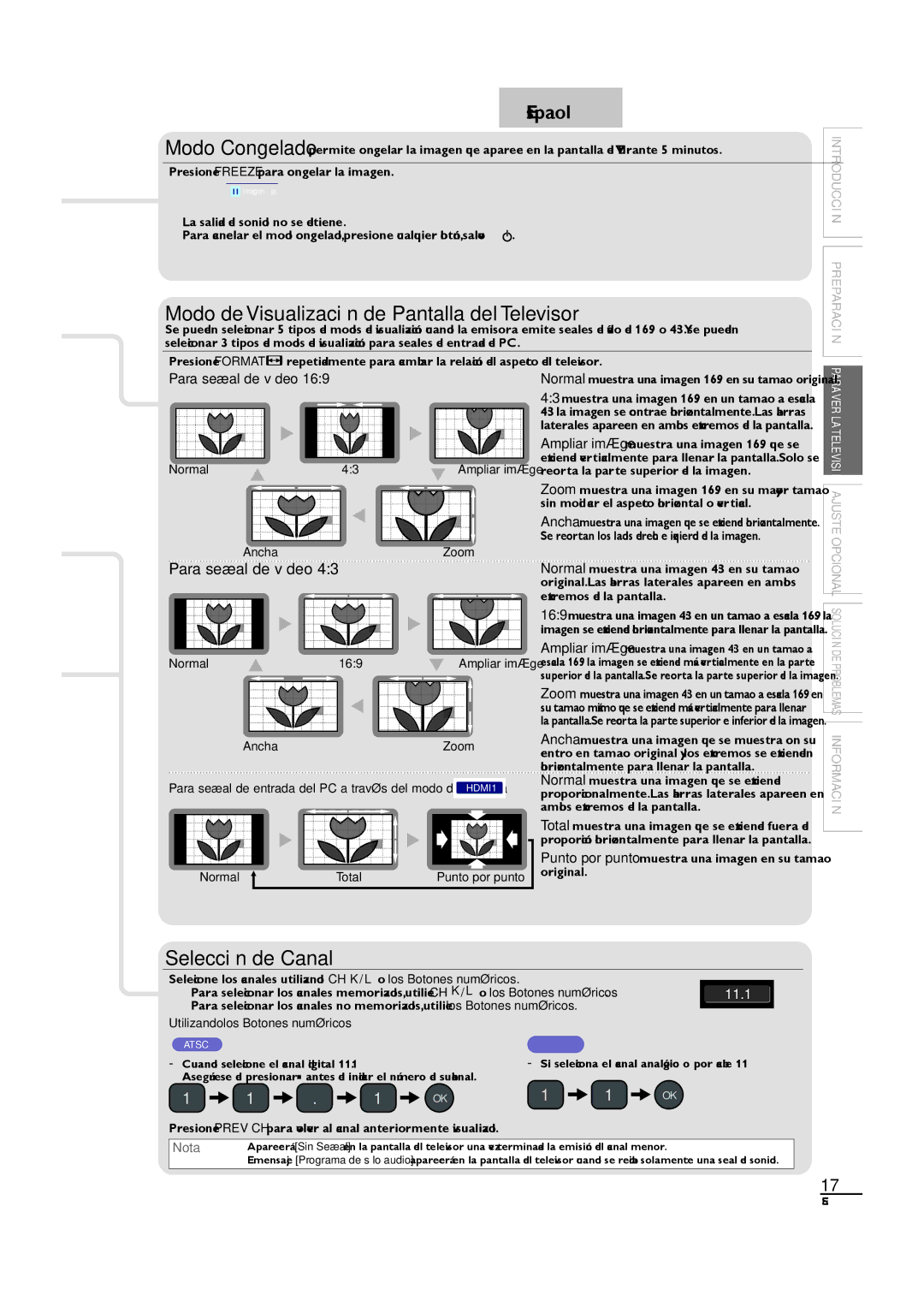 Sylvania LC320SL1 owner manual Ambos extremos de la pantalla, Normal Total Punto por punto Original 