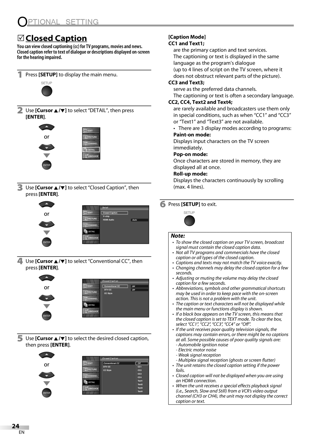 Sylvania LC320SL8 owner manual Closed Caption 