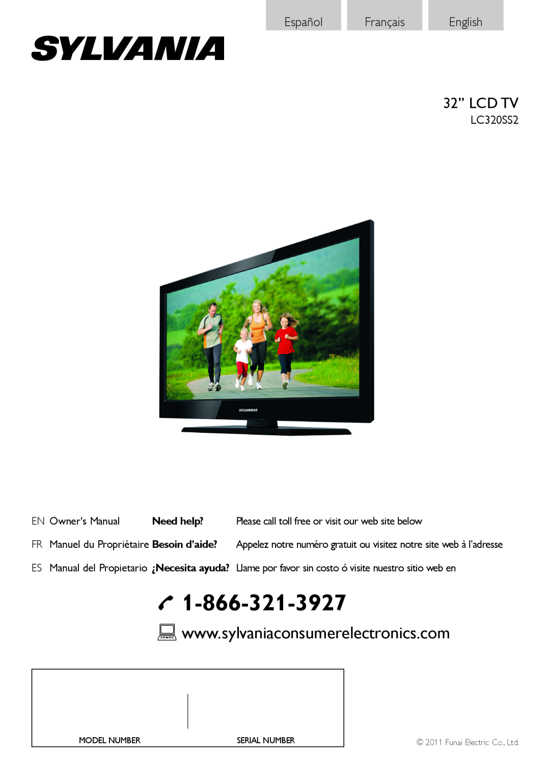 Sylvania LC320SS2 owner manual 32” LCD TV, Español Français English, Owners Manual, Need help? 